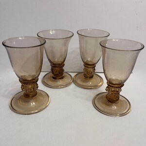Juliska “Gabriella” Cordial Brown/Amber Crystal Handblown Cordial Glasses / Set of 4