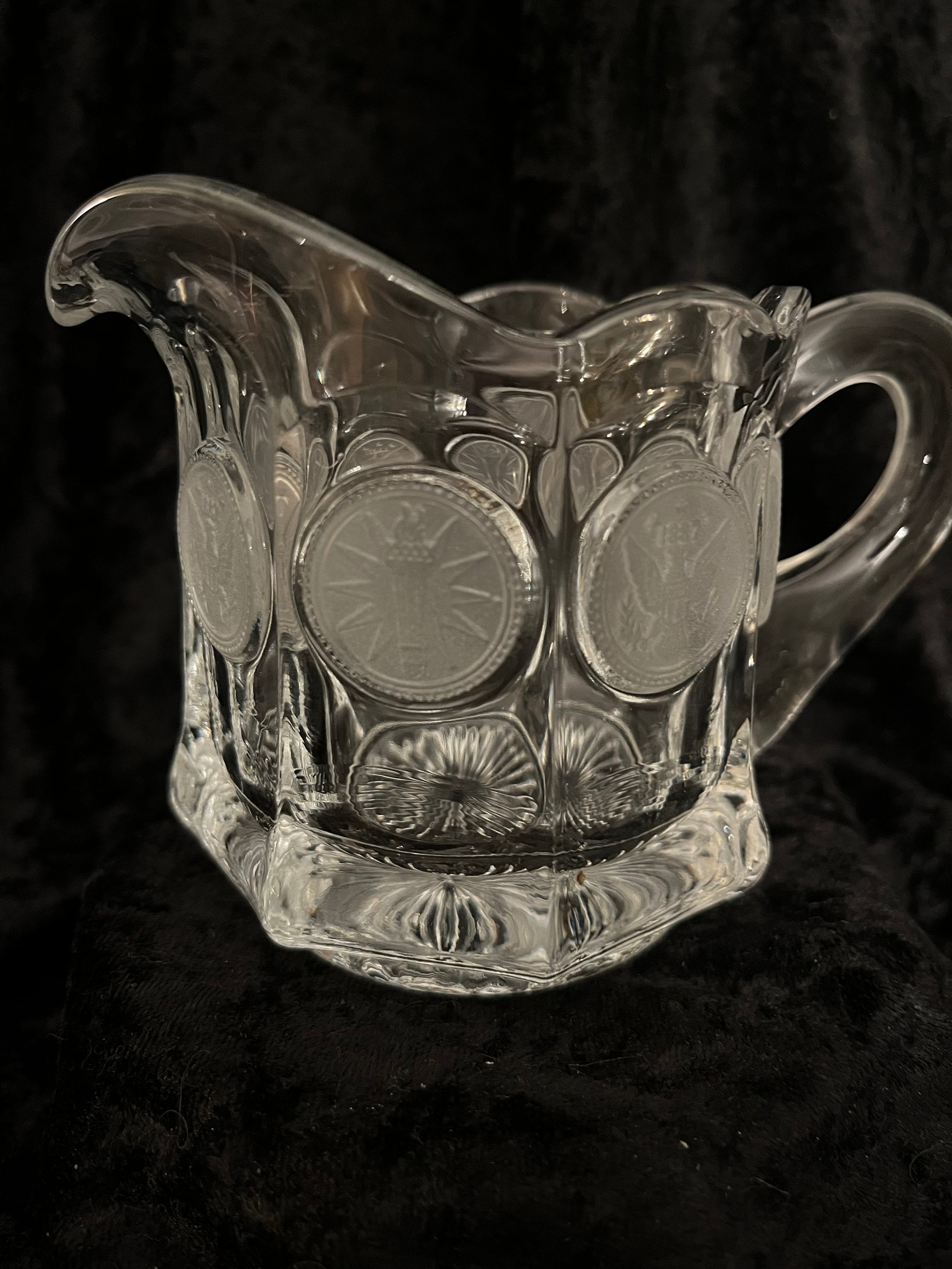 上等な Vintage Fostoria Canadian Frosted Coin Clear Glass Creamer その他