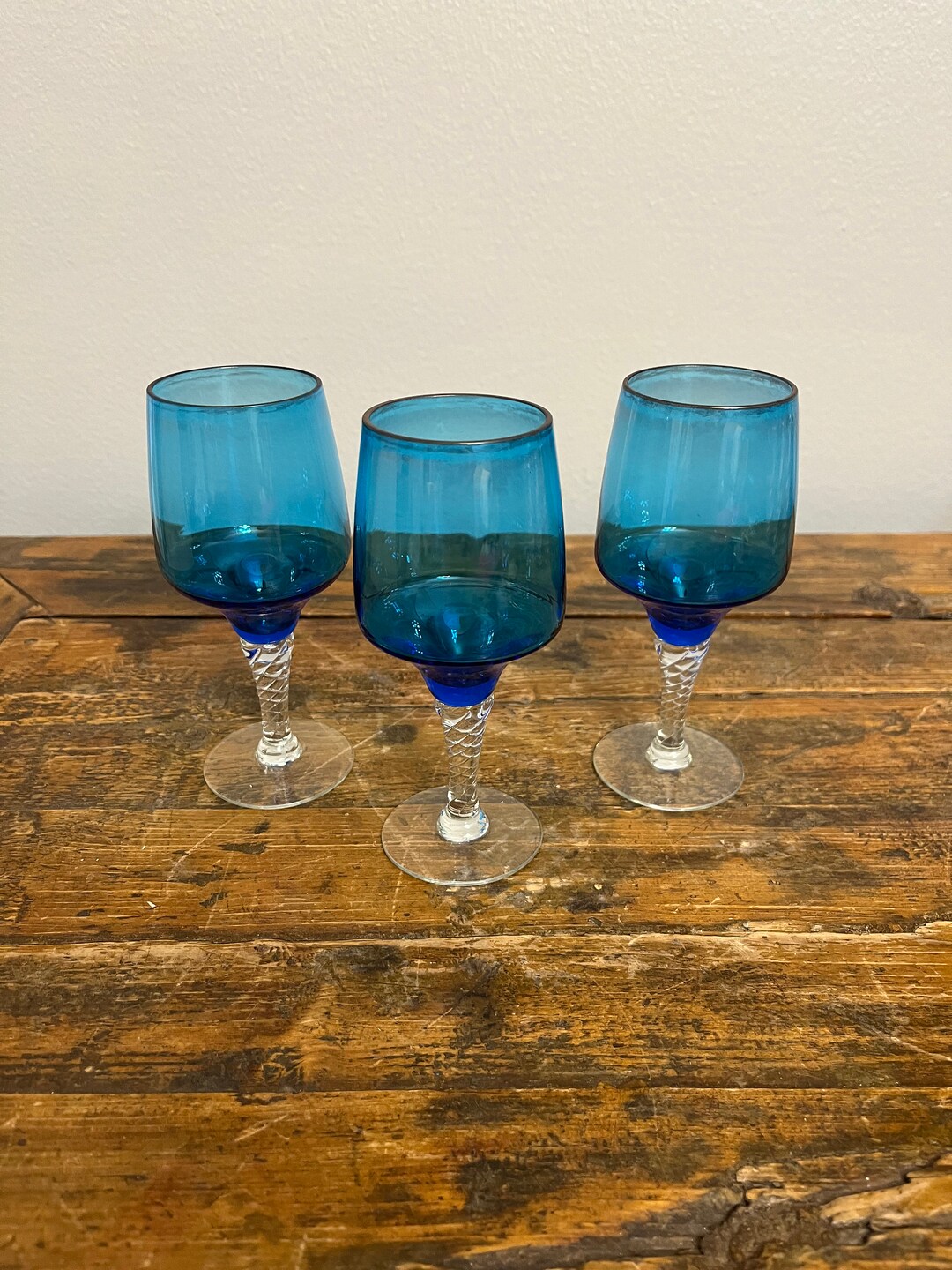 Sasaki Turquoise Blue Cordial/wine Glasses Collectible Glass Etsy