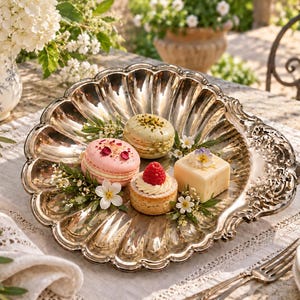 Vintage Silver-Plated Shell Serving Dish – 11” Scallop Shell Tray – Ornate Footed Serving Bowl – French Country Table Decor