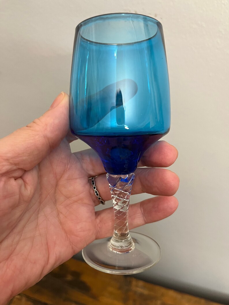 Sasaki Turquoise Blue Cordial/wine Glasses Collectible Glass Etsy