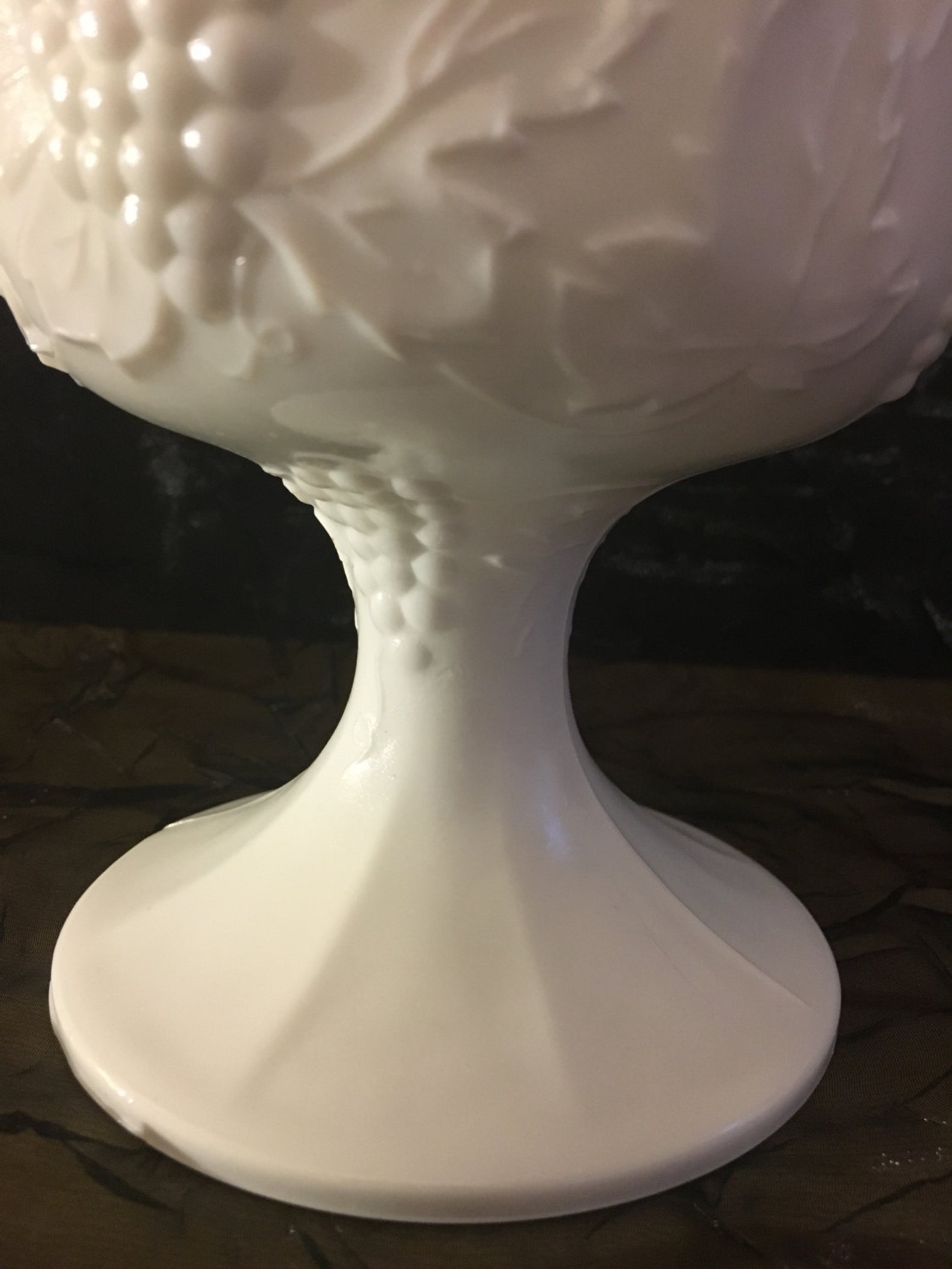 Milk Glass Footed Candy Dish / Milk Glass Dish With Embossed Etsy