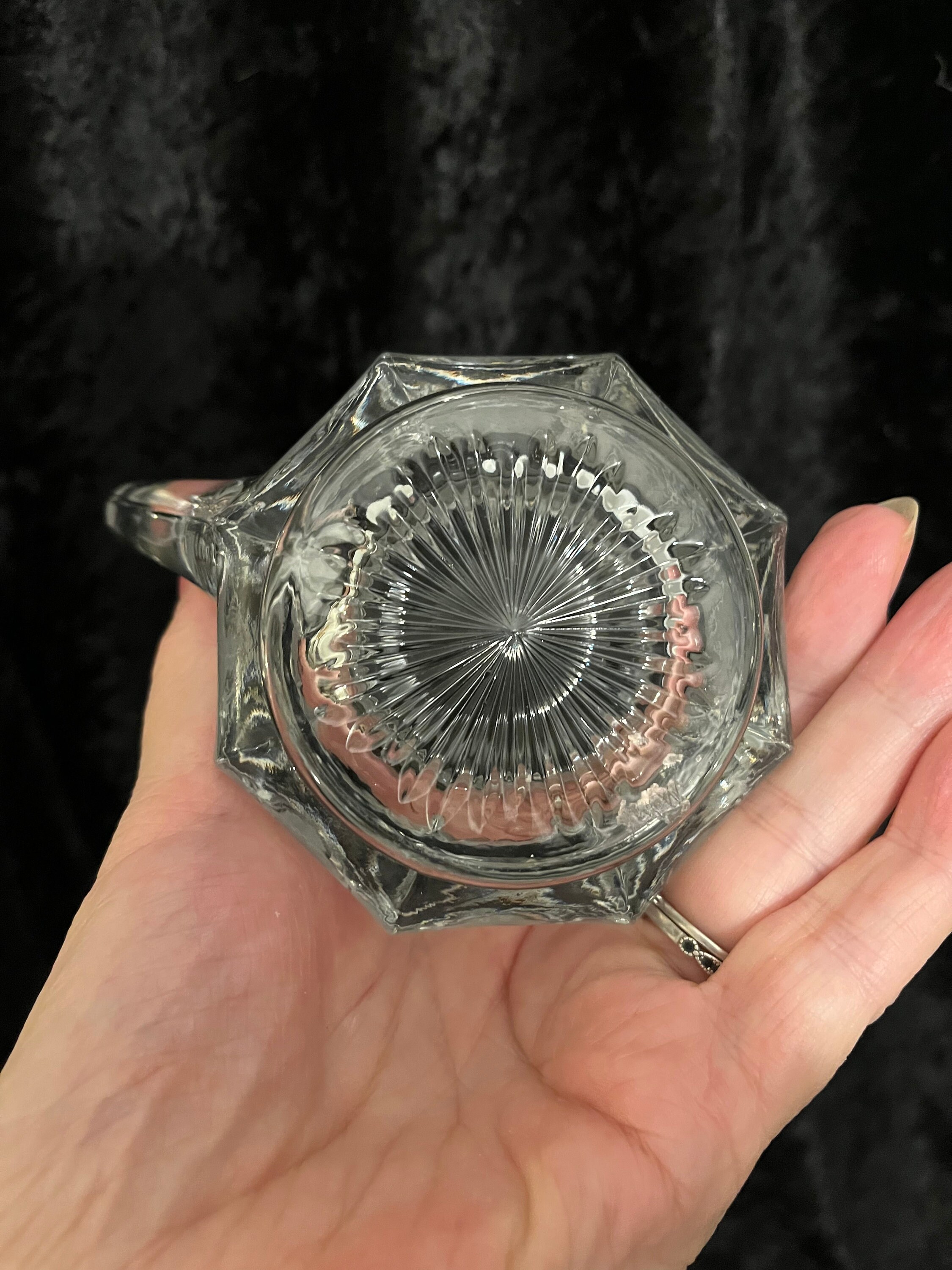 Vintage Fostoria Canadian Frosted Coin Clear Glass Creamer