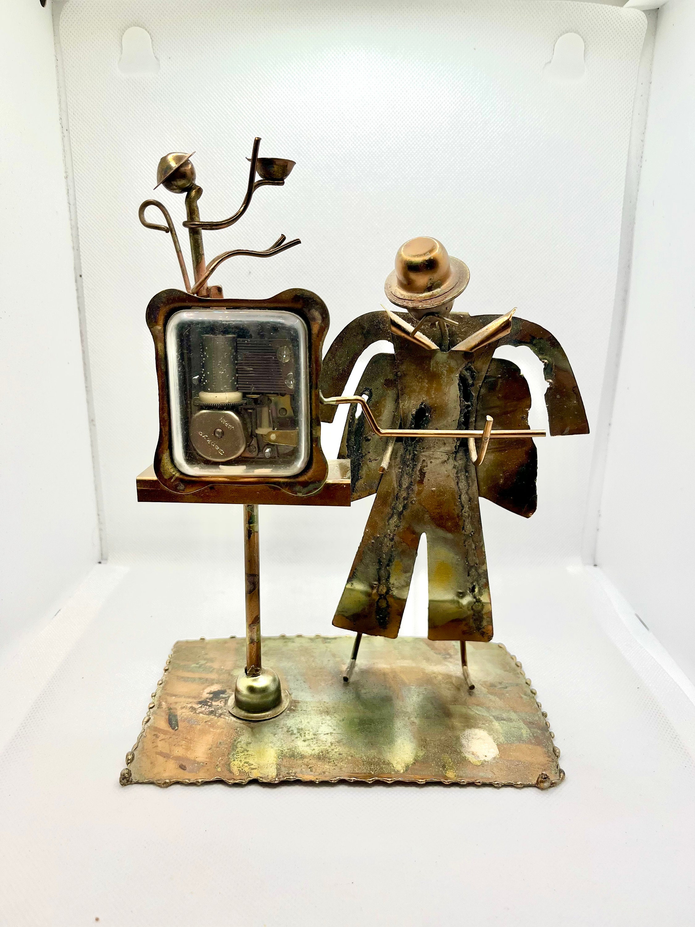 Brutalist Copper Art Sculpture organ Grinder Wind up Music Etsy