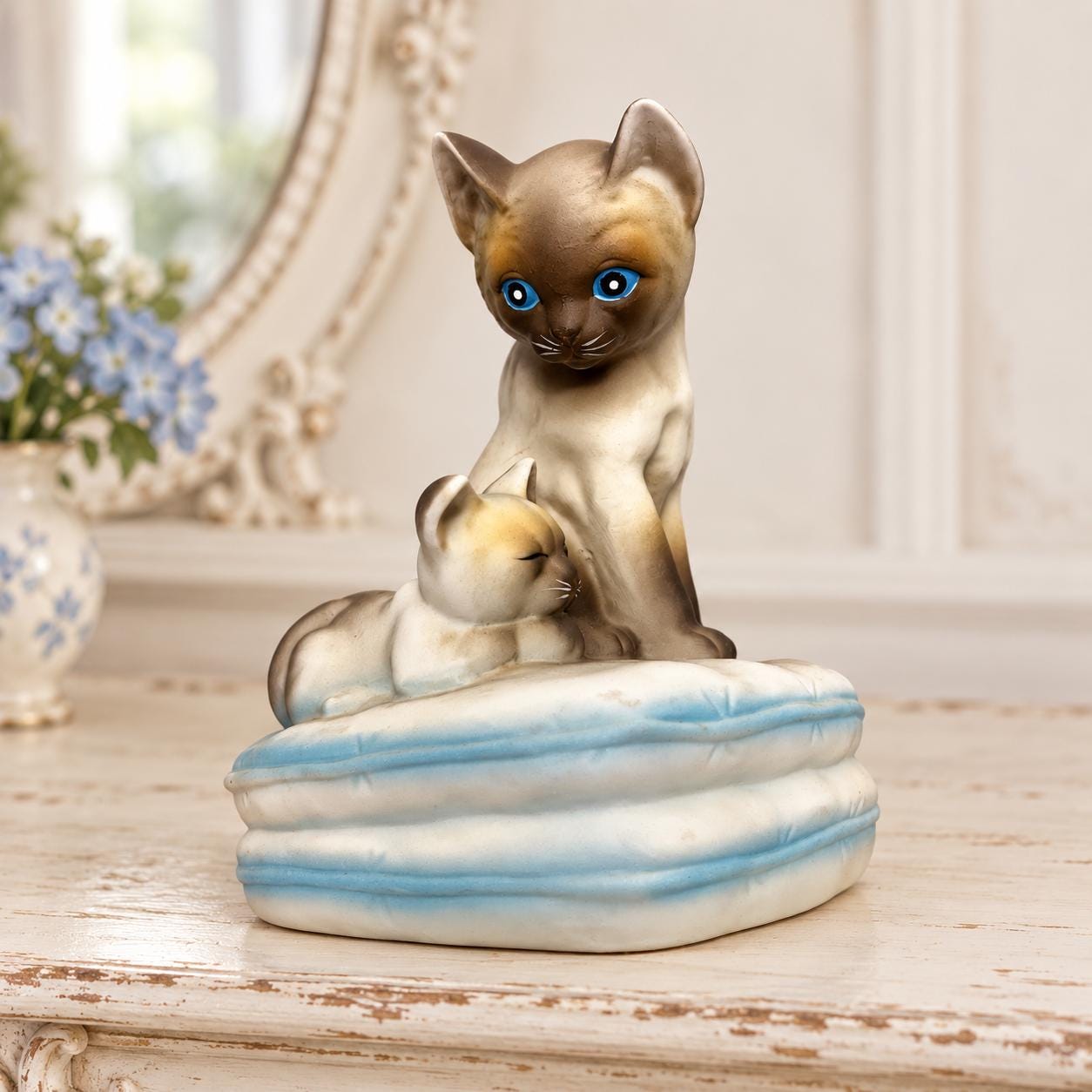 Mother Cat Kitten Figurine - Etsy