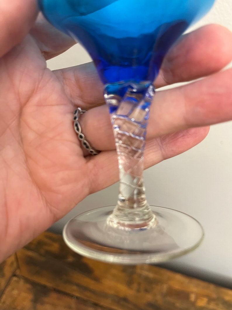 Sasaki Turquoise Blue Cordial/wine Glasses Collectible Glass Etsy