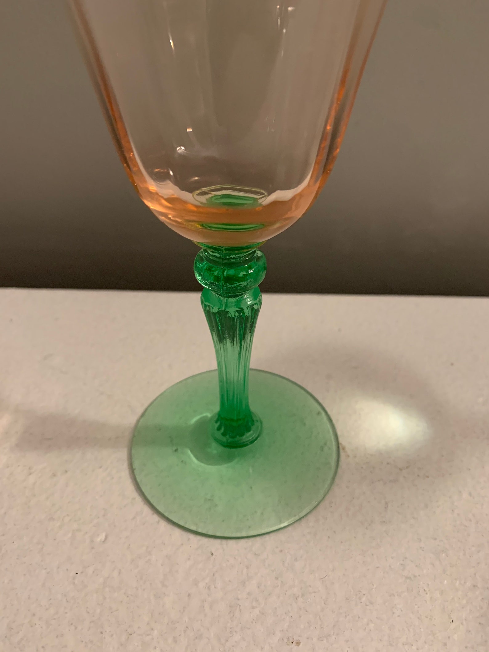 10 OFF Vintage Wine Glass Tiffin Watermelon Green Fluted Stem Etsy