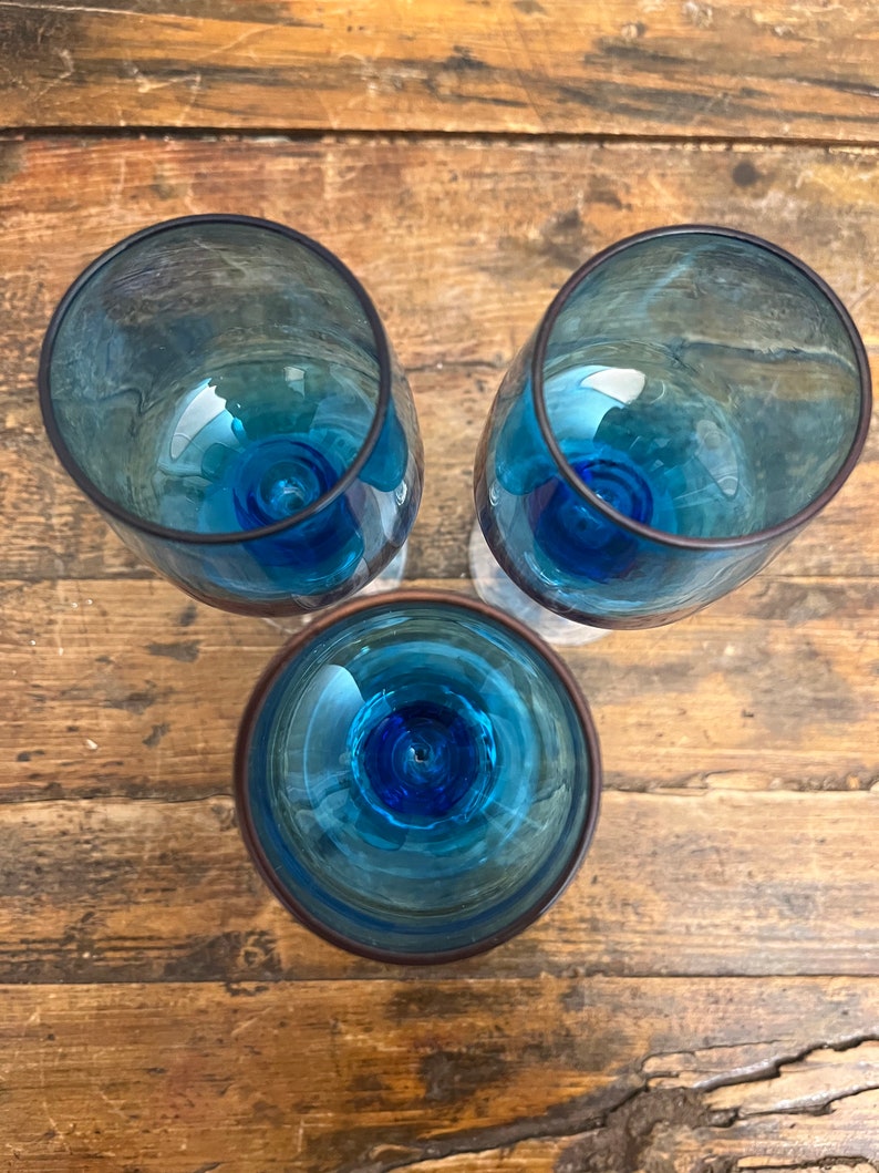 Sasaki Turquoise Blue Cordial/wine Glasses Collectible Glass Etsy