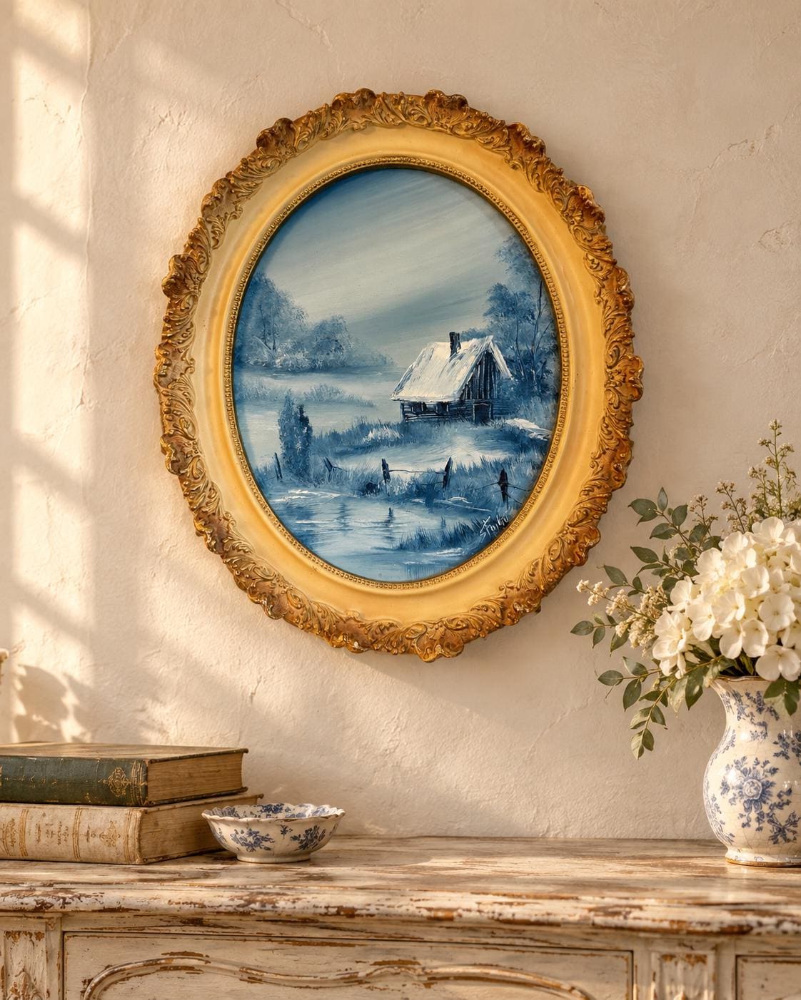 Antique Floral Painting Oval - Etsy