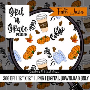 Fall Java Seamless File, Simple Coffee Repeating Pattern, Fall feel for Personal and Commercial Use