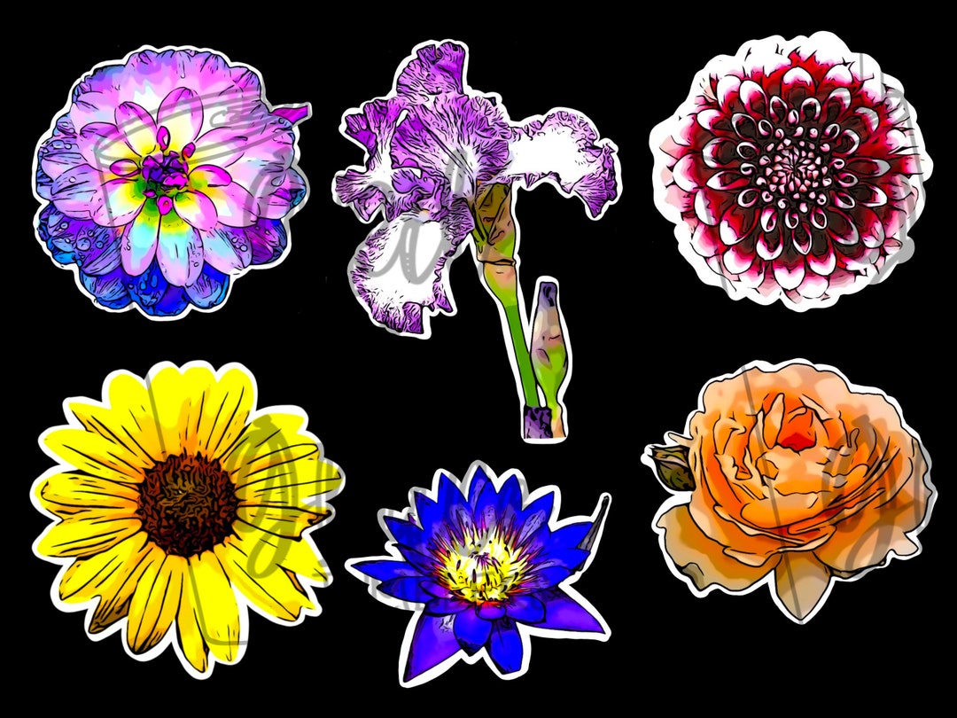 Sticker Flowwer Flower Stickers, DIGITAL DOWNLOAD - Etsy