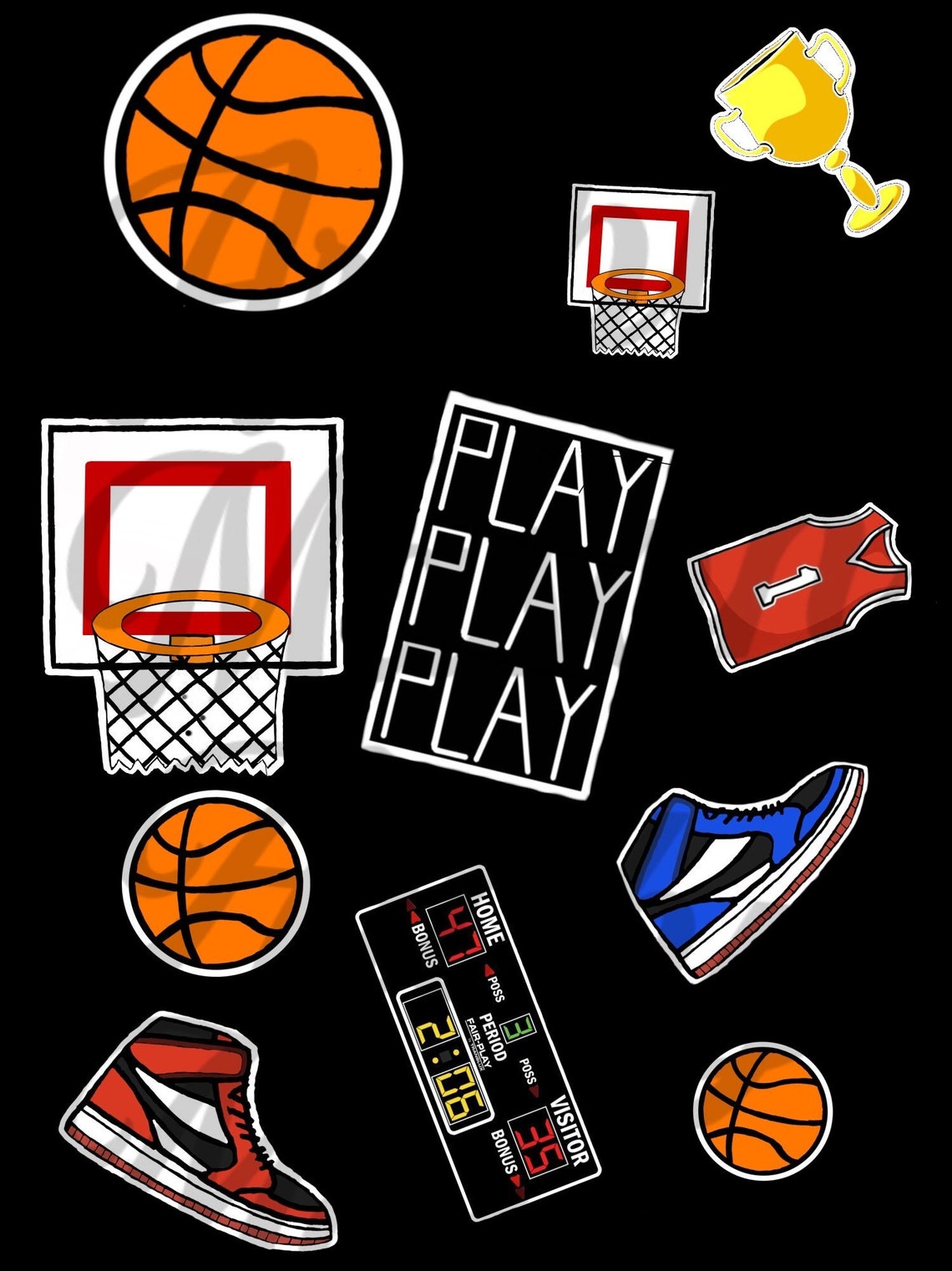 Printable Sports Balls Stickers DIGITAL DOWNLOAD, PNG, Waterslides