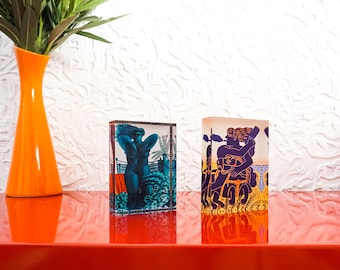 Conjunto de arte en plexiglás inspirado en Fassianos y Gaitis: láminas de arte griego moderno