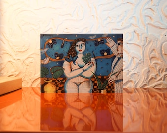 Impresión artística de Vassilis Sperantzas: Figura femenina sobre bloque de plexiglás 3D