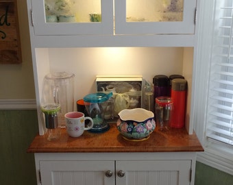 Custom Tea/China Cabinet Hutch- Solid wood, Hardwood top