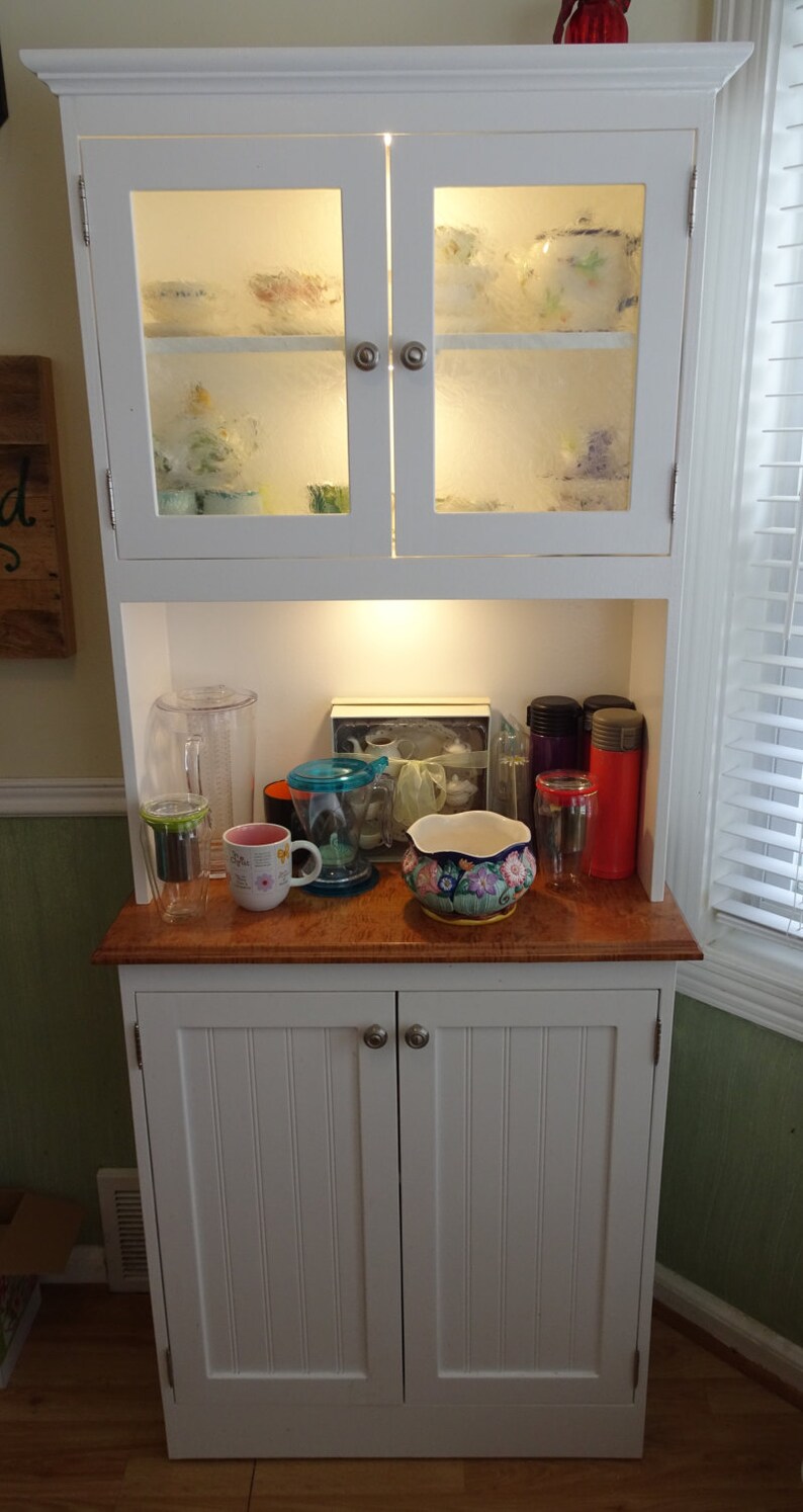 Custom Tea/China Cabinet Hutch Solid wood, Hardwood top image 1