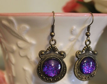 Small Round Charm Earrings - Sparkle