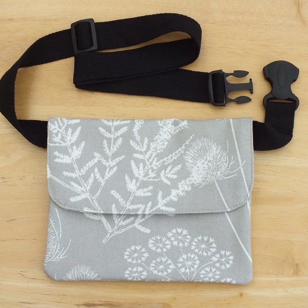 Grey Belt Bag, Hip Purse, Bum Bag, Waist Bag, Money Belt, Flat Fanny Pack or Travel Wallet