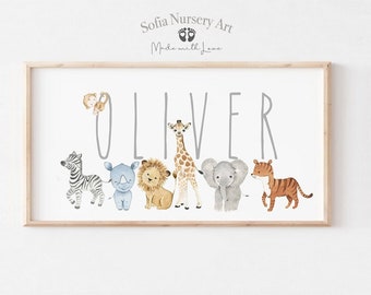 Baby name sign, Nursery Personalized Decor, Name Sign For Nursery, Nursery Pano Art, Nursery Art Safari Nursery Art, Personalized Baby Decor