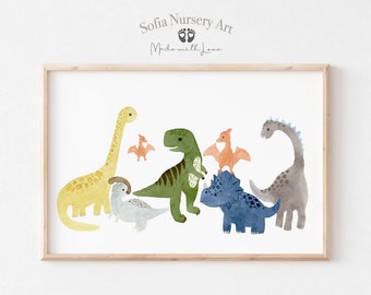 Dinosaur nursery pano art, nursery wall art, dinosaur decor, boys room wall art, kids room decor, dinosaur art, decor nursery gift