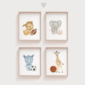 Sports nursery decor Safari nursery decor Baby Animals Sport Nursery Wall Decor football nursery baseball nursery golf basketball nursery