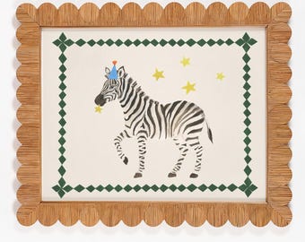 Party Zebra Watercolor Nursery kids' Room Giclee Print
