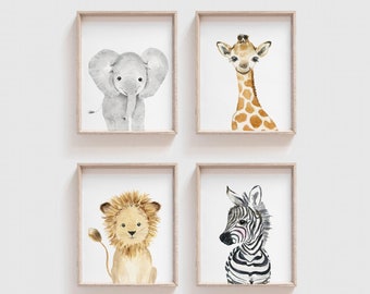 Safari Nursery Decor, Neutral Safari Nursery Art, Kids , nursery, Safari print set 4, Safari baby shower gift, Jungle nursery wall art