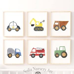 Construction Vehicle  Nursery Prints, Boy Nursery Wall Decor,Nursery Decor Boy, Watercolor Construction Set, Nursery Set, Nursery poster