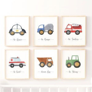 Construction Vehicle  Nursery Prints, Boy Nursery Wall Decor,Nursery Decor Boy, Watercolor Construction Set, Nursery Set, Nursery poster