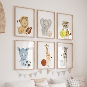 Sports nursery decor  Safari nursery decor Baby Animals Sport Nursery Wall Decor football nursery baseball nursery golf basketball nursery