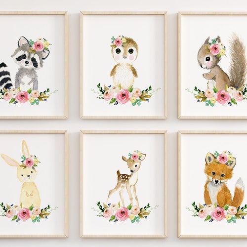 Forest Animal Prints Baby Nursery Art Woodland Nursery Etsy