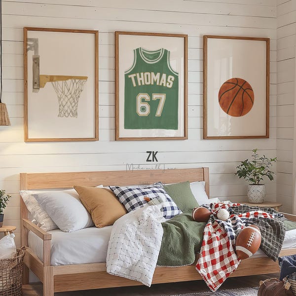 Basketball-Kunstdrucke, Kinderzimmer Dekor für Jungen, Sport Kinderzimmer, Kleinkind Zimmer Dekor für Jungen