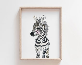 zebra nursery print, gender neutral nursery, boy nursery, zebra illustration, baby animal nursery, nursery decor zebra painting