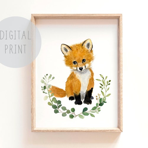 Printable Woodland Nursery Prints Baby Fox Print Digital - Etsy