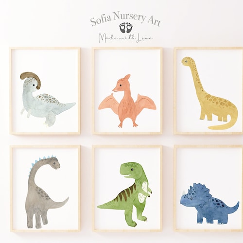 Baby Dinosaur Print Nursery Wall Art Nursery Decor Etsy