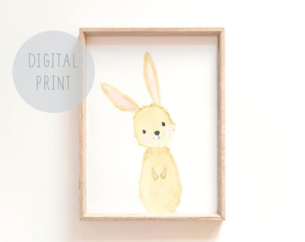 Printable Woodland Nursery Prints, Baby rabbit print, digital nursery art, nursery printables, Bunny nursery print, neutral nursery decor