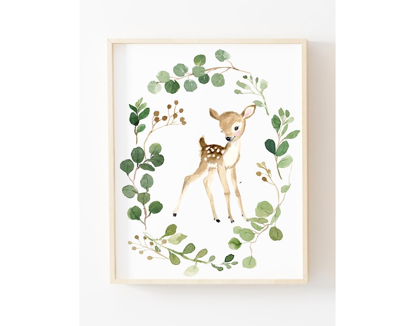 Baby deer fawn woodland nursery nursery print deer Etsy