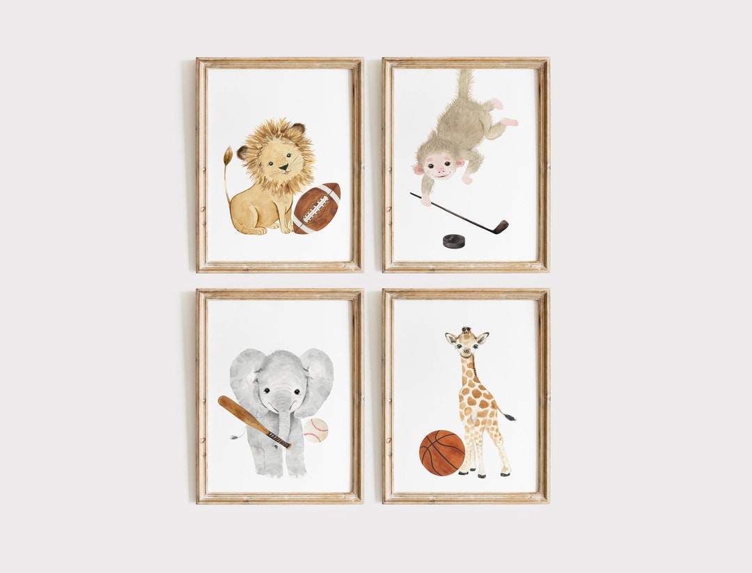 Sports Nursery Decor Safari Nursery Decor Baby Animals Sport Nursery Wall Decor Football Nursery
