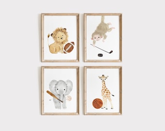 Sports nursery decor Safari nursery decor Baby Animals Sport Nursery Wall Decor football nursery baseball nursery golf basketball nursery