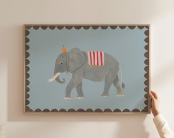Watercolor Elephant Nursery kids' Room Art Print
