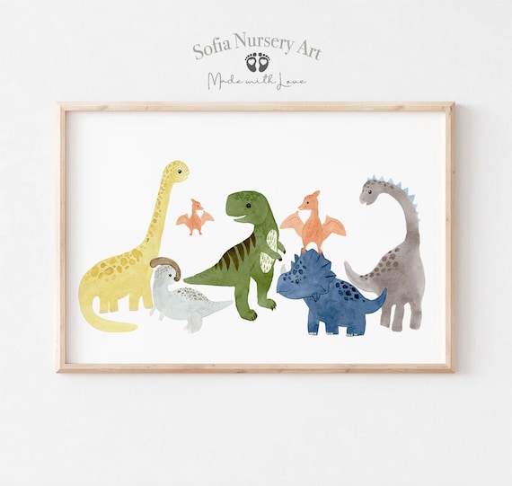 Dinosaur nursery pano art, nursery wall art, dinosaur decor, boys room wall art, kids room decor, dinosaur art, decor nursery gift