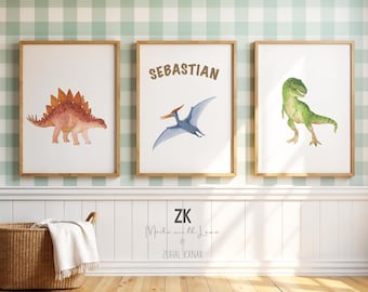 Dinosaur Theme Boy Room Decor, Dinosaur Nursery Prints