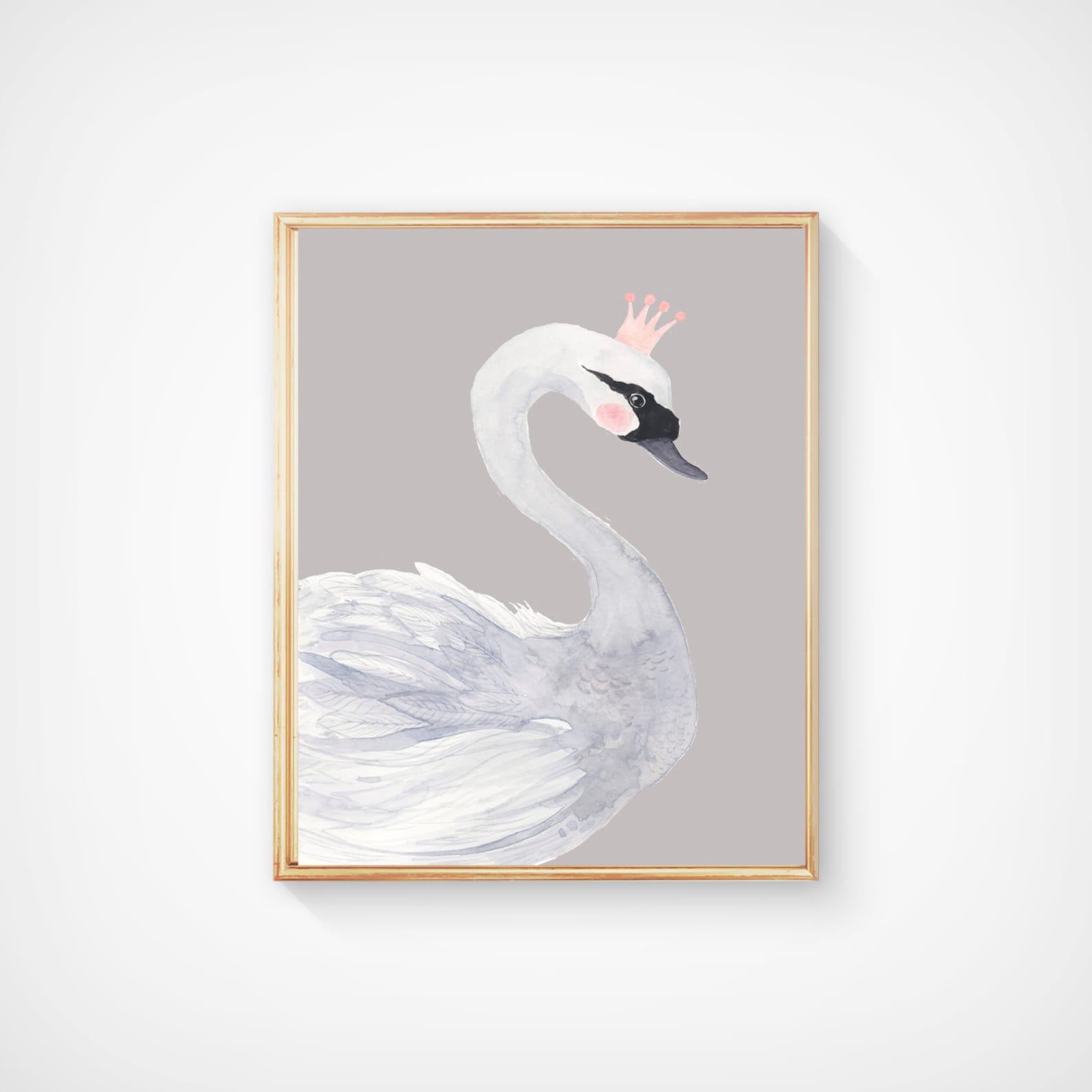 Watercolor- Nursery Swan Print - Nursery Wall Art - Pink and Gray ...