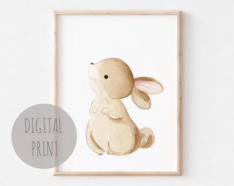 Printable Woodland Nursery Prints, Printable rabbit print, digital nursery art, nursery printable, Bunny nursery print, neutral nursery art