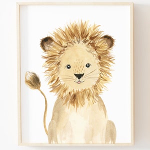 Pépinière de Lion impression, pépinière Safari imprime sexe neutre crèche mignon bébé animaux, Lion illustration Lion bébé animal crèche image 2