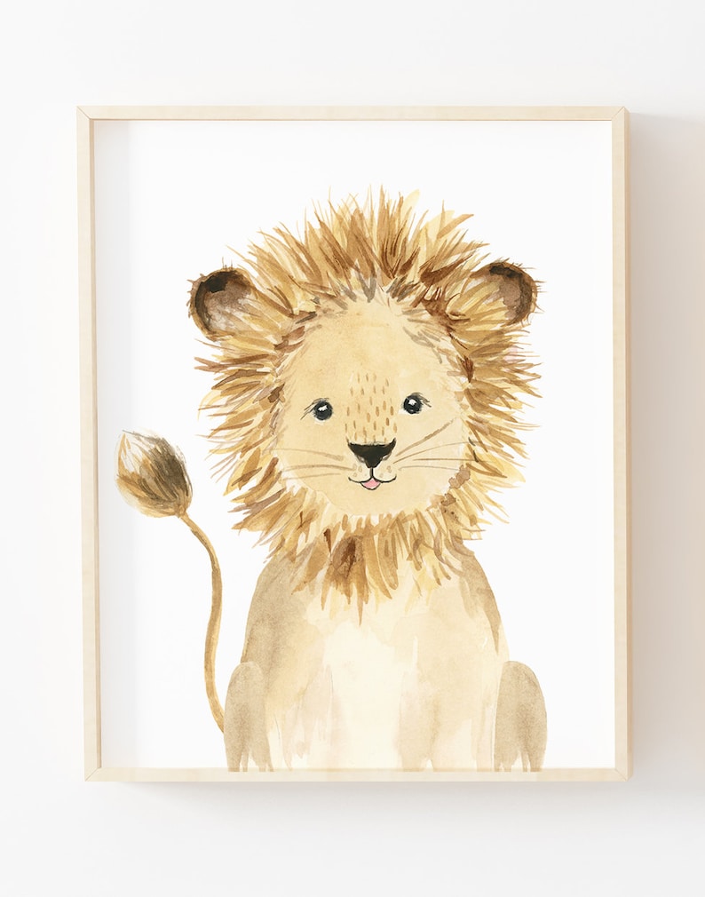 Lion Nursery Print Safari Nursery Prints Gender Neutral Etsy