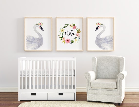 baby girl swan nursery