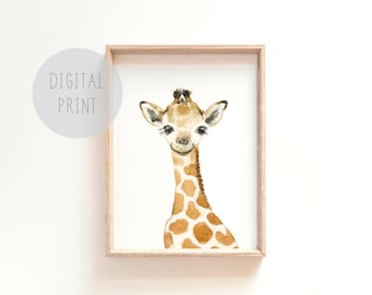 Baby giraffe nursery print, giraffe nursery, safari nursery decor nursery prints animal nursery decor baby shower decor, giraffe painting