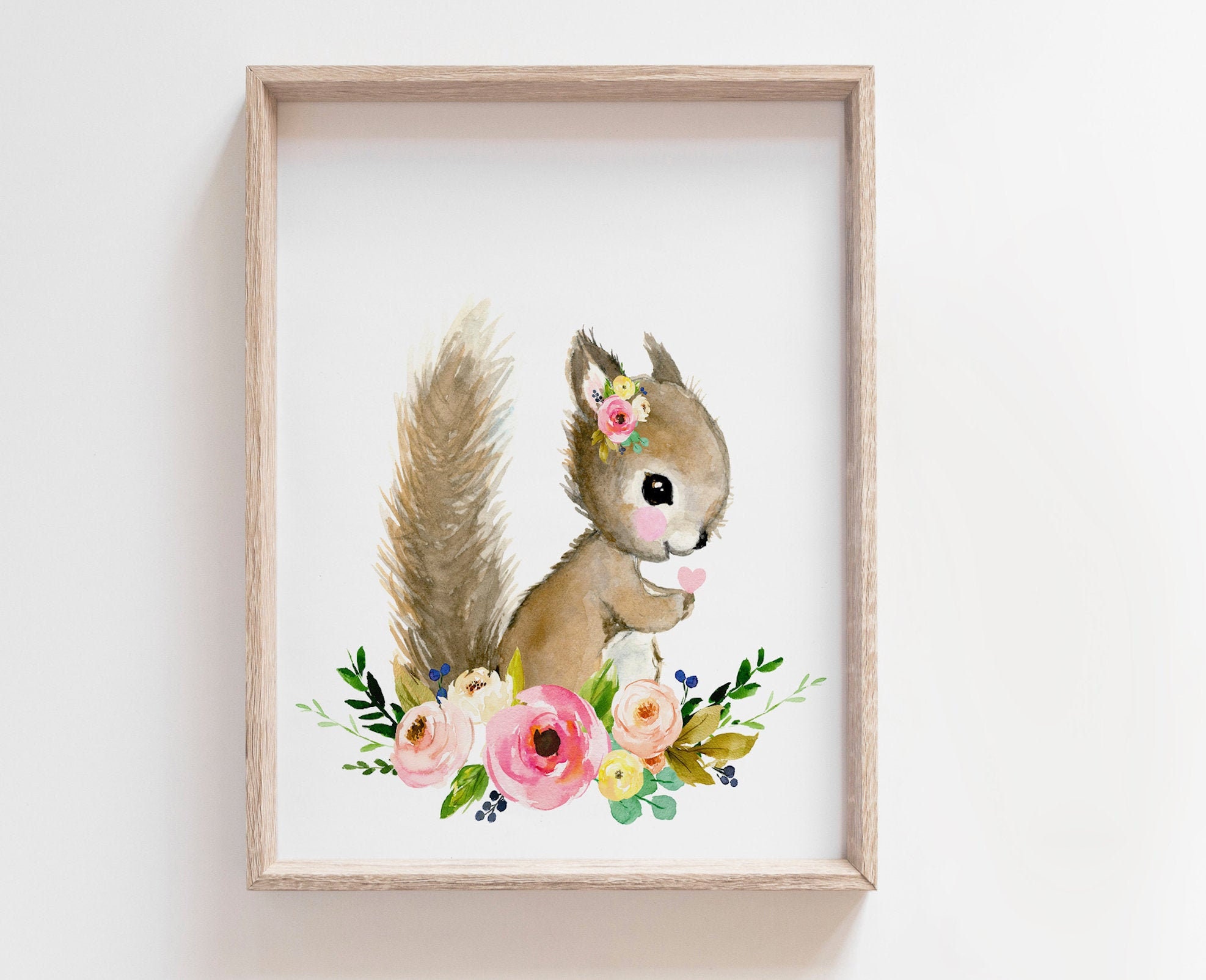 Baby Squirrel Painting Baby Girl Nursery Flower Nursery Etsy