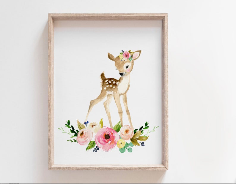 Nursery Prints Baby Deer Print Fawn Woodland Nursery Deer Etsy